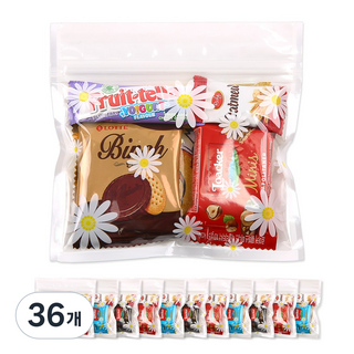 미니 소포장 과자 답례품 세트 간식 꾸러미, 36개, 5종