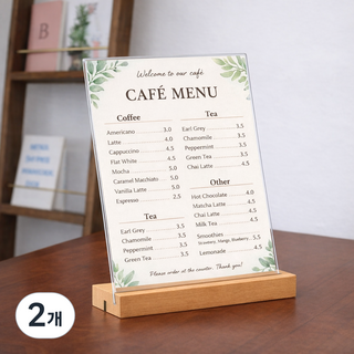마벨인홈 T형 L형 겸용 2in1 우드 아크릴 메뉴판 POP 스탠드 꽂이 세로형, 2개