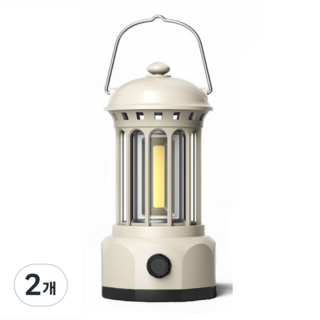 타닥 로이스토 캠핑 랜턴 IPX4등급 방수 밝기조절 4 Color 감성 LED 조명, 2개, 샌드베이지M