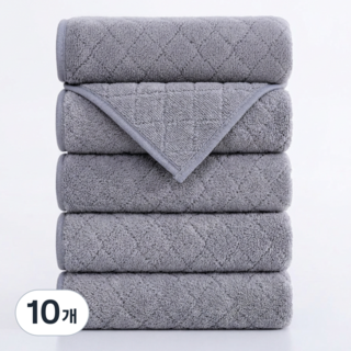 Ahomeone 고급 수건 도톰 부드러운 먼지없는 호텔수건, 그레이, 10개