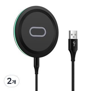 ANNIBER Qi 15W C타입 고속 무선충전기 패드 갤러시 Z플립7/6/5/4/3 Z폴드7/6/5/4/3 아이폰17/16/15 버즈 에어팟 프로 호환, 2개, 블랙