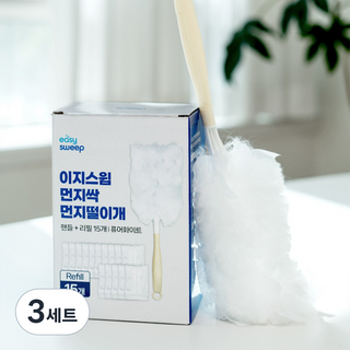 이지스윕 먼지싹 먼지털이개 핸들 + 리필 15개, 3세트, 퓨어화이트