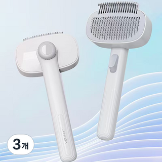 거와스 반려동물 빗 원터치 슬리커 브러쉬, 화이트, 3개