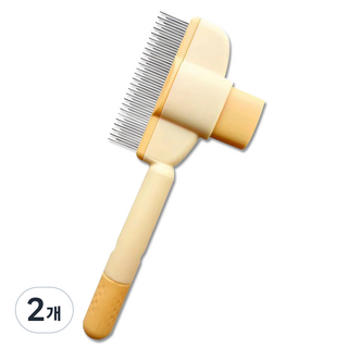 심플리프 반려동물 원터치 브러쉬, 2개, 옐로우