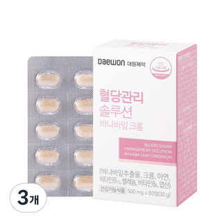 대원제약 혈당관리 솔루션 바나바 크롬 바나바잎 추출물, 3개, 60정
