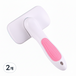 바람펫 저자극 고양이 강아지 빗 커버 브러쉬, 2개, 핑크