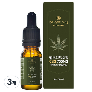 브라이트스카이 7% 카나비노이드 햄프씨드오일 CBD CBG 대마종자유 오일, 10ml, 3개