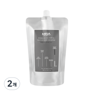 탈모완화 기능성 새치완화 모발아 더마 블랙턴 앤 프로틴 헤어 샴푸 (리필), 2개, 500ml