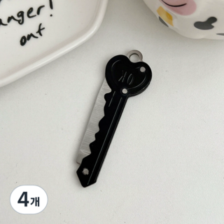 위캔바이 호신용칼 휴대용 하트나이프 랍스타키링+플라워키링 증정, 블랙, 4개
