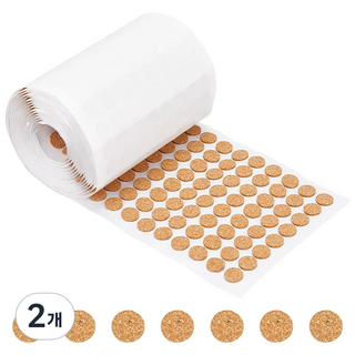 1400개 원형 백젤 자착 코르크 쿠션 미끄럼 방지 가구 보호기 컵 받침 벽 장식에 사용 10x1.5mm, 버리우드, 2개