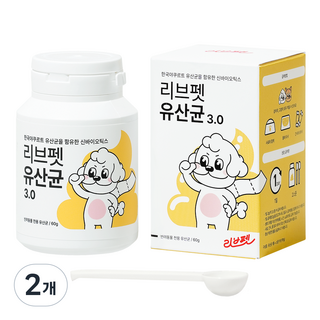 리브펫 유산균 3.0 강아지 고양이 분말형 60g * 2통, 장건강/유산균, 2개