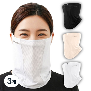 라라무브 UV 자외선 차단 스포츠 마스크, 화이트, 3개