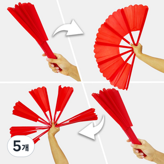 JL매직 찢어진 부채가 복원되는 마술 부채 코미디매직 장기자랑, 빨강, 5개
