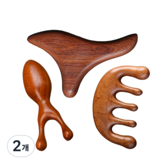 유엔즈 나무 괄사 바디 페이스 두피 마사지기 3종세트, A, 2개