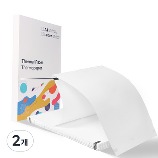 레터치 A4 휴대용 무선 프린터기 감열용지, A4 접이식 감열용지(200매), 2개