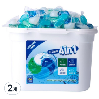 진캐어 캡슐 세탁세제 드럼용 일반용 올인원 실내건조형 대용량 프리미엄, 2개, 64개입