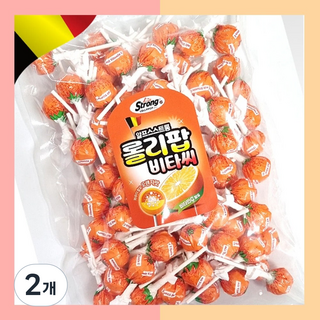 알프스스트롱 롤리팝비타씨 대용량 오렌지맛 막대사탕, 2개, 1000g