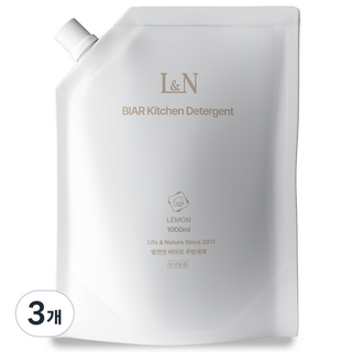 L&N 비아르 주방세제 리필, 3개, 1000ml
