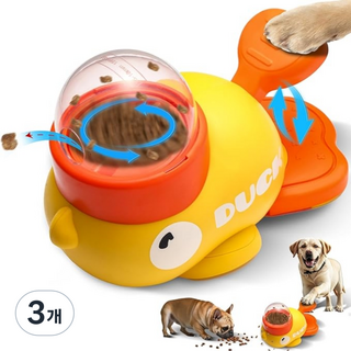 오물 강아지 고양이 반려동물 노즈워크 장난감 오리발판 스낵볼, 노락색, 3개