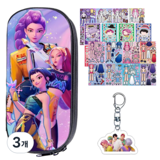 케이팝 데몬 헌터스 필통 코디 스티커 키링 문구세트 케데헌 굿즈 선물용, 옵션A, 3개