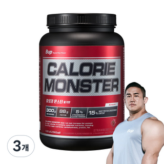 BUP 칼로리몬스터 딸기맛 체중증가 게이너, 3개, 1.5kg