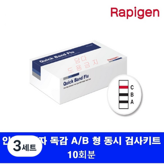 래피젠 독감 진단 키트 A형+B형 인플루엔자 동시 검사 키트, 3세트, 10개입