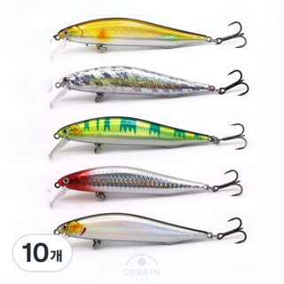 코르빈 바다 민물 겸용 미노우 5종 (9cm 11cm), 혼합색상, 10개, 14g