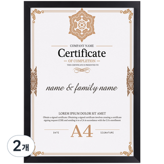 olivet 내추럴 우드 인테리어 액자 벽걸이 탁상용 겸용 무타공 사진틀 A4, 2개, 검정색