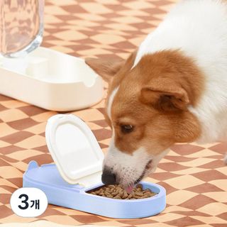 펫블리스 강아지 산책 휴대용 올인원 급수식기, 3개, 블루