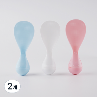 다함 오뚝이 밥주걱 넘어지지 않는 주걱 밥풀안붙는 스탠드 스탠딩 오뚜기, 2개, 핑크