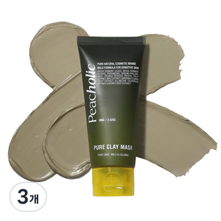 피치홀릭 모공 피지 흡착팩 블랙헤드제거 쿨링워시오프팩 퓨어 클레이 마스크, 3개, 1개입