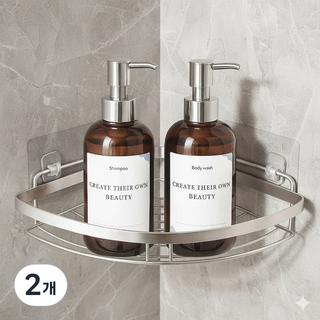 홈스널 스텐 304 욕실 코너 선반, 실버, 2개