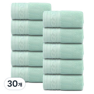 록신 프리미엄 데일리 순면 코마사 수건 40수 부드러운 호텔타월 10장세트 호텔 수건, 라이트 그린, 30개