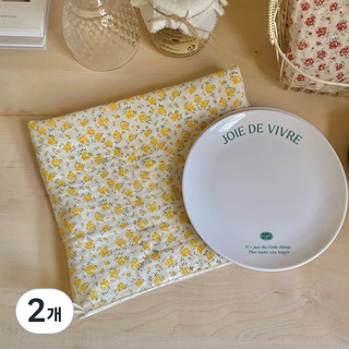 거즈행주 고리 키친크로스 주방핸드타올 국내제작, 2개, 14번 미니장미 노랑