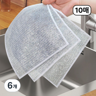 맘스픽 그물수세미 은색 이중 와이어수세미 망사수세미 환경보호 주방 와이어 브러쉬 다용도 청소, 6개, 5개입