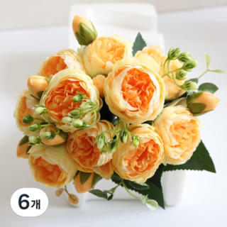 코닛 생화 재현 작약 조화 꽃다발 성묘 부케, 6개, 옐로우