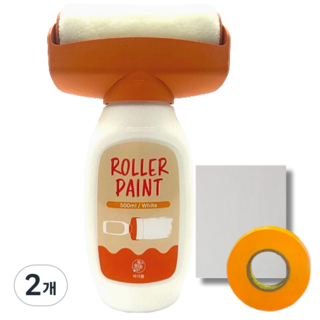 바다봄 셀프페인팅 롤러 일체형 외벽 베란다 보수용 롤러페인트, 화이트, 500ml, 2개