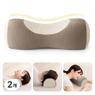 kemei 3D 인체공학 거북목 경추베개 수면 보조 통기성 메밀 베개, 2개, 브라운