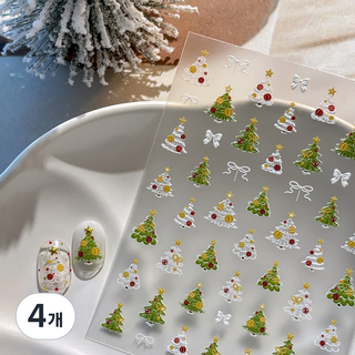 키라데이 크리스마스 트리 네일스티커, 4개, 그린트리