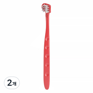 엠디비 3D 혀클리너 겸용 유아 칫솔, 레드, 2개, 1개입
