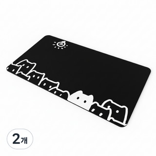 게이밍 장패드 고양이 캐릭터 마우스패드 방수코팅 400X900X3MM, 2개, 블랙