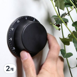 하우스팡 심플 아날로그 다이얼 태엽식 쿠킹타이머, 블랙, 2개