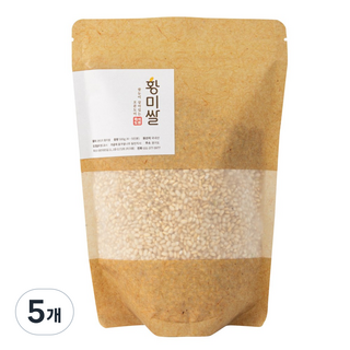 즉석도정 황미쌀 500 밥 먹고 졸린 분들 쌀부터 쌀눈 살아있는 밥 지퍼백 5분도미 오분도미, 500g, 5개
