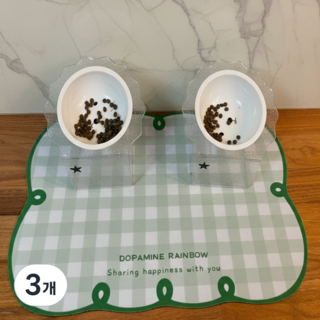 콩냥팥냥 반려동물 식기매트 강아지 고양이 논슬립 식기매트, 3개, 그린 40×60cm