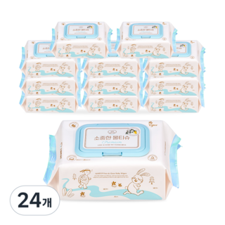 소중한습관 휴대용 소중한 아기 물티슈 캡형, 20매, 24개