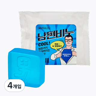 남편비누5퍼센트 남성용 쿨링 비누체취제거 체온 저감 효과, 100g, 4개입