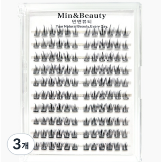 민앤뷰티 노글루 데일리 속눈썹, 3개, 블랙