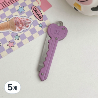 위캔바이 호신용칼 휴대용 하트나이프 랍스타키링+플라워키링 증정, 퍼플, 5개