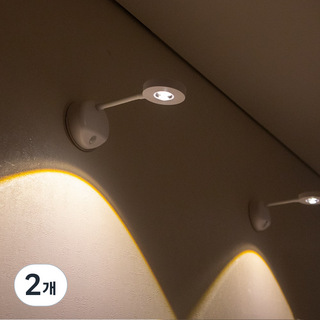 파카이라이트 스팟 무타공 대용량배터리 LED 센서 조명 리모컨포함 센서등, 2개, 화이트