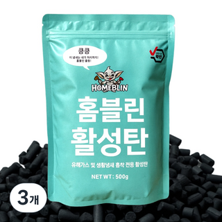 음식물처리기 활성탄 호환 필터 가정용 미닉스 에코체 휴렉 루펜 스마트카라 한일 신일 쉘퍼 오쿠 리필용 카본 탈취필터, 3개, 500g